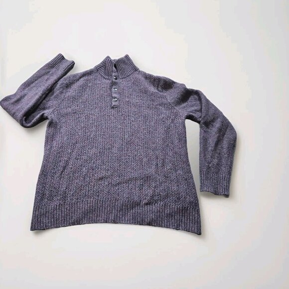 Banana Republic Sweater Mens L Plum LS Mock Neck Merino Wool Classic Cottagecore - Picture 1 of 13